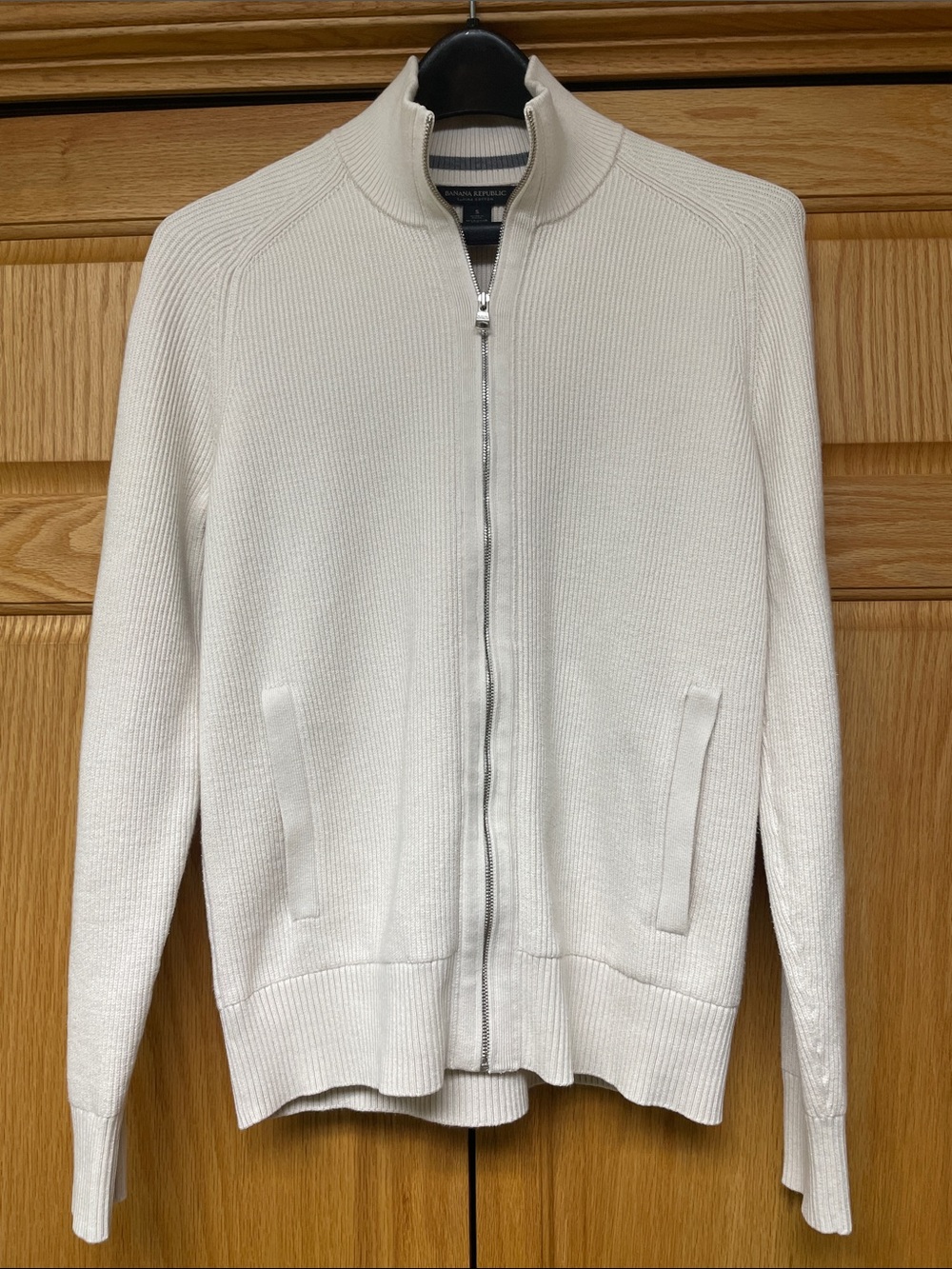 Banana Republic Cream Full-Zip Ribbed Sweater - Size Small